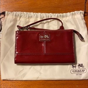 Coach patent leather wristlet - dark red